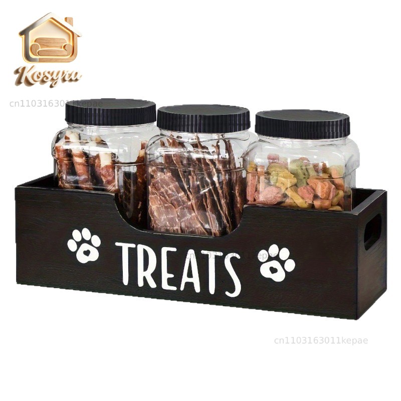 Food Snacks Amazon - Kotak penyimpanan makanan anjing dari kayu