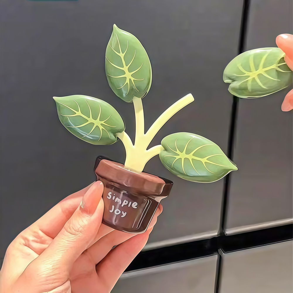 Food Snacks That Are Green - Klip Penyegel Magnetik Daun Tanaman Hijau,
