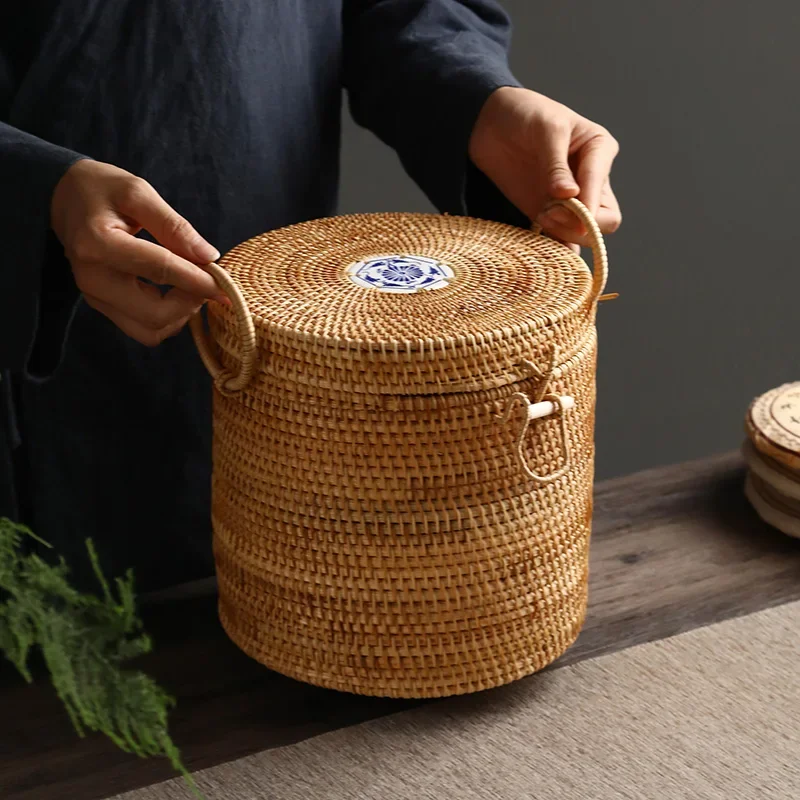 Food Snacks That Are Green - Kotak Penyimpanan Teh Rotan Anyaman Tangan