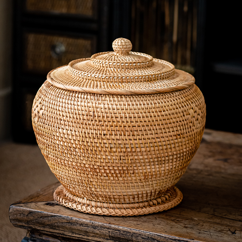 Food Snacks That Are Green - Kotak Penyimpanan Teh Rotan Tangan dengan