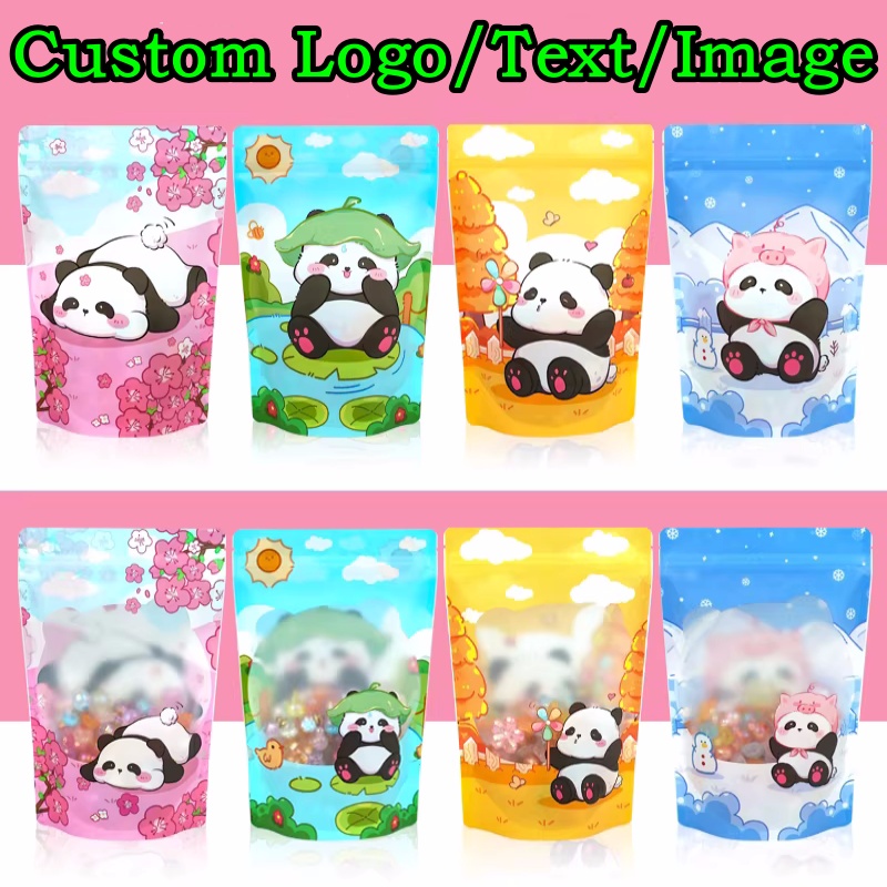 Logo Food Snack - 100PCS Kantong Aluminium Foil Berjendela dengan