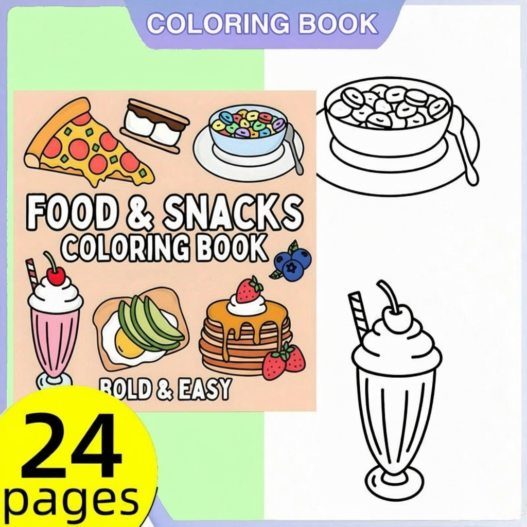 Buku Mewarnai Bertema Makanan  - Food Snacks Drawing ulasan dan harga