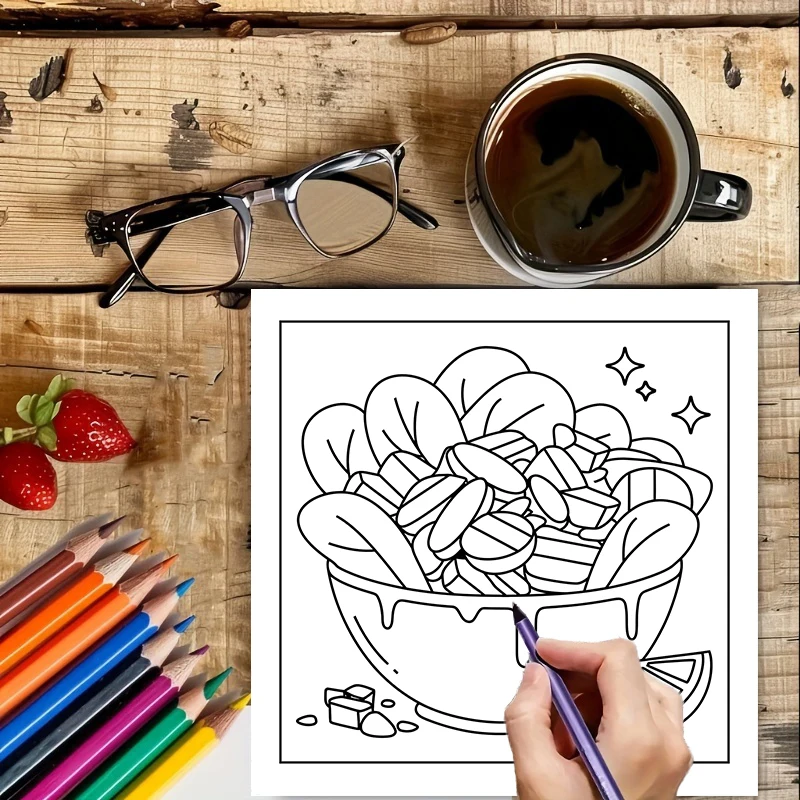 Buku Mewarnai Makanan dan Cami - Food Snacks Drawing ulasan dan harga
