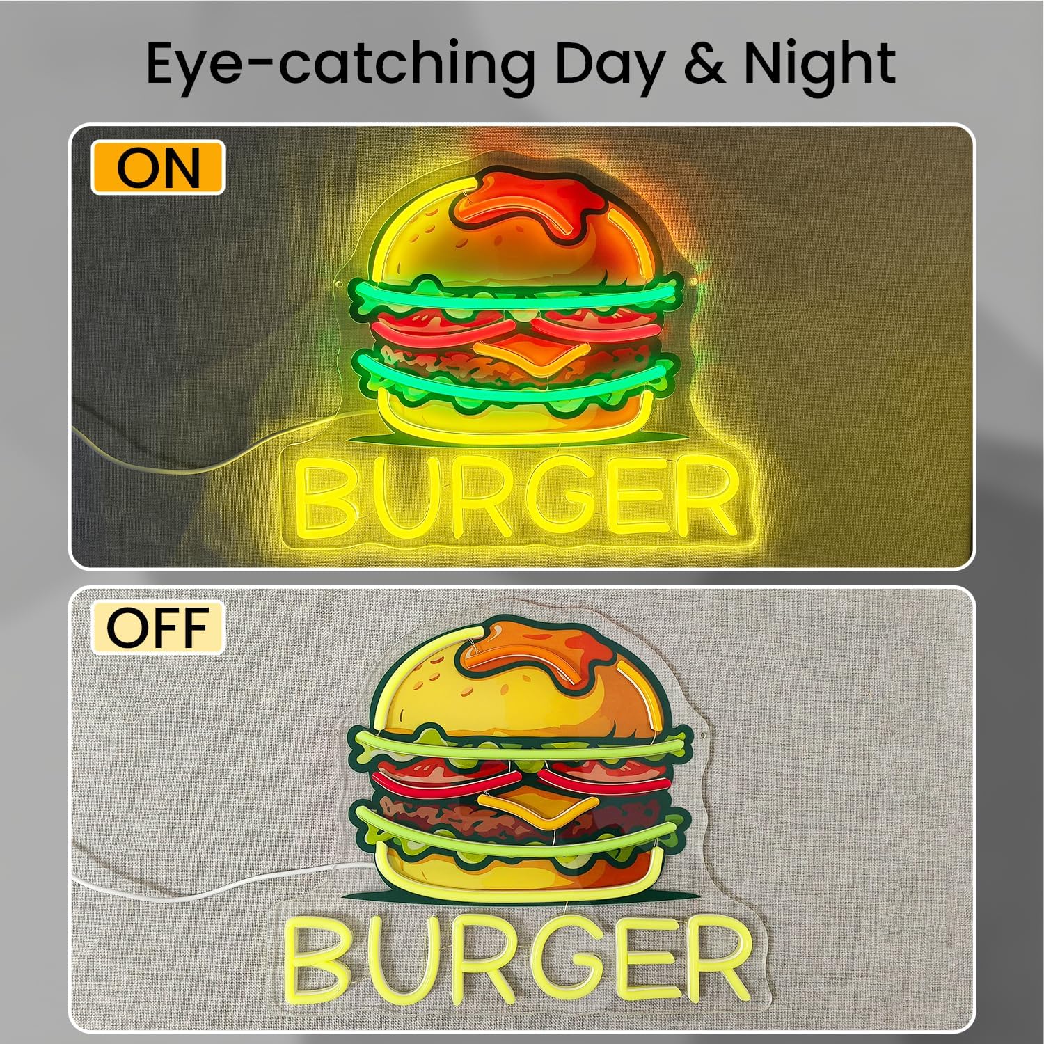 Tanda Neon Burger, Tanda Hambu - Food Snacks Restaurant ulasan dan harga