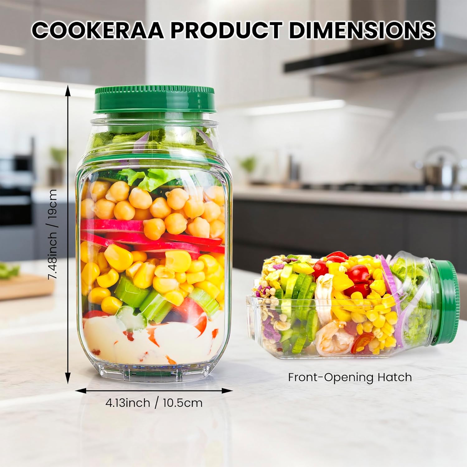 2-Pack Wadah Salad Jar 34oz de - Food Snacks That Are Green ulasan dan harga