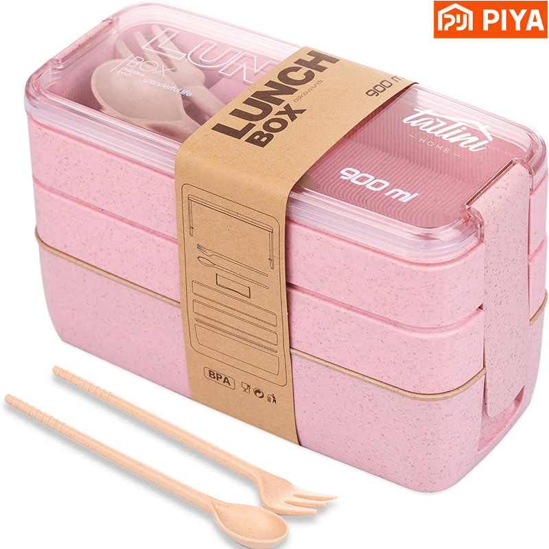 Kotak Bento Jerami Gandum 3-In - Food Or Snacks ulasan dan harga