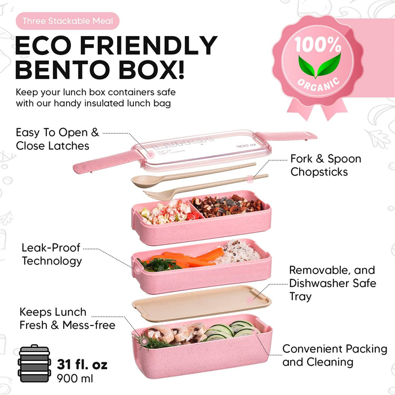 Kotak Bento Jerami Gandum 3-In - Food Or Snacks ulasan dan harga