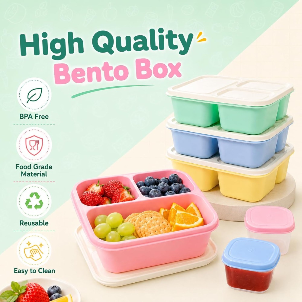 Kotak Bento 3 Kompartemen untu - Healthy Snacks Food ulasan dan harga
