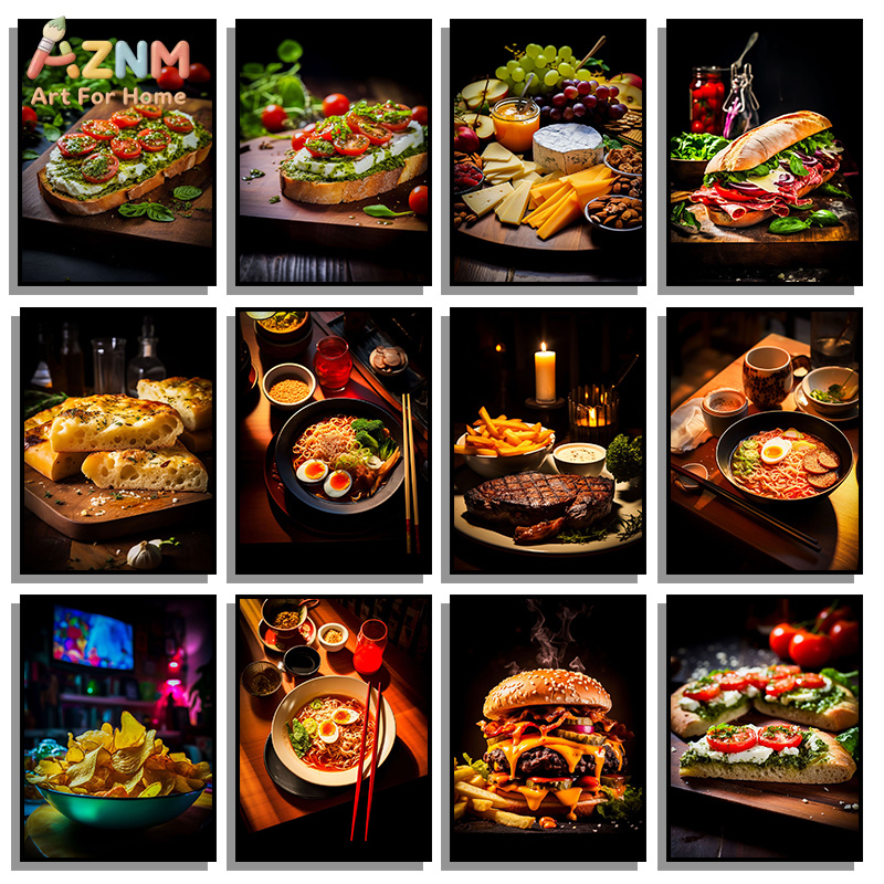 AZNM Poster Kanvas Makanan Gou - Food Snacks Restaurant ulasan dan harga