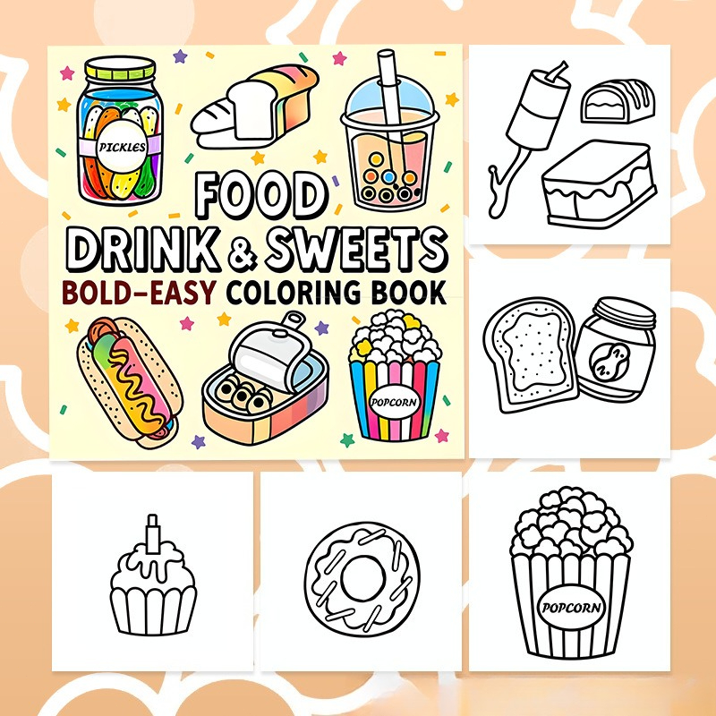 Buku Mewarnai Lucu Makanan Min - Food Snacks Drawing ulasan dan harga
