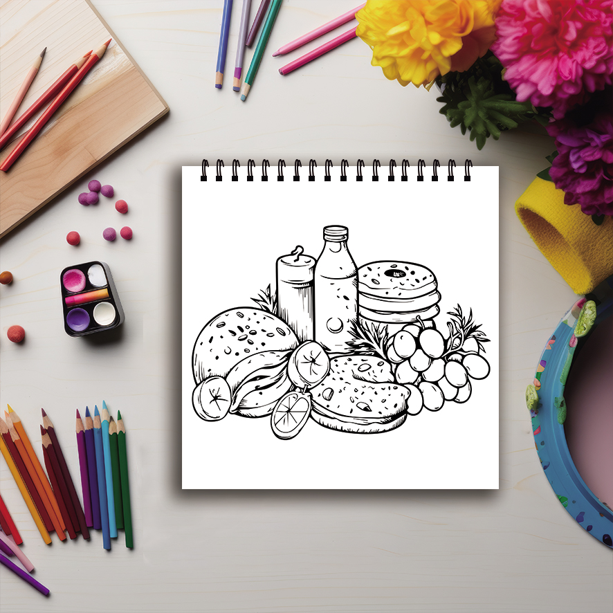 Buku mewarnai-8.27x8.27 inci 3 - Foods X ulasan dan harga