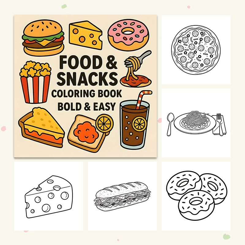 Buku Mewarnai Bertema Makanan  - Food Snacks Drawing ulasan dan harga
